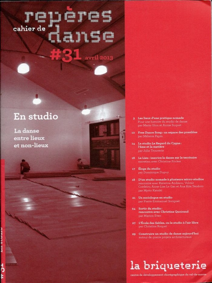 Repères, cahier de danse # 31 - En studio - La danse entre lieux et non-lieux