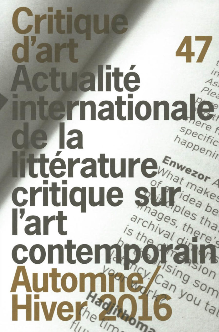 Critique d'art n°47 - automne/hiver 2016