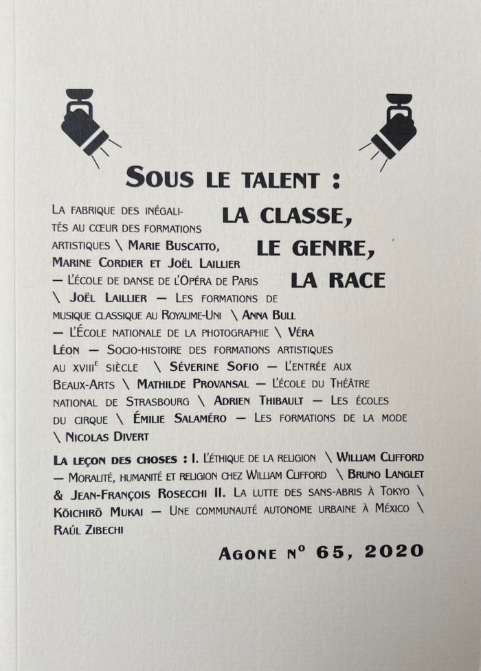 AGONE 65 - Sous le talent : la classe, le genre, la race