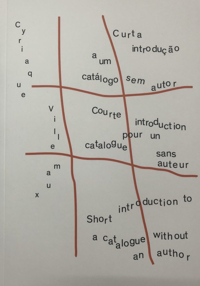 Curta Introdução a Um Catálogo sem Autor