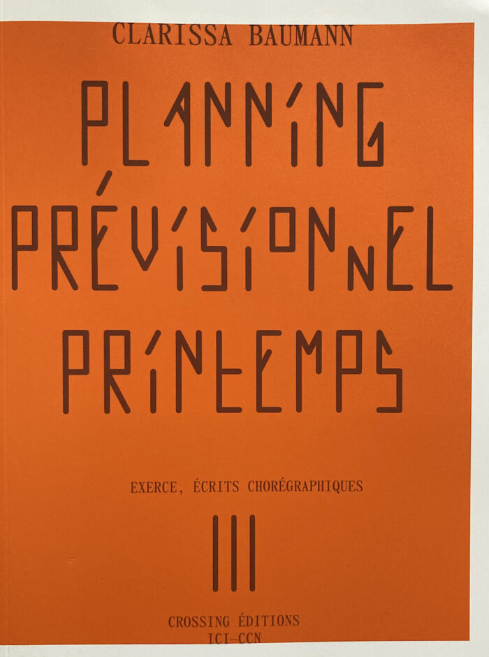 Exerce, écrits chorégraphiques T.3 - Planning prévisionnel printemps